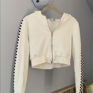 Danielle guizio crop checkered zip up jacket small